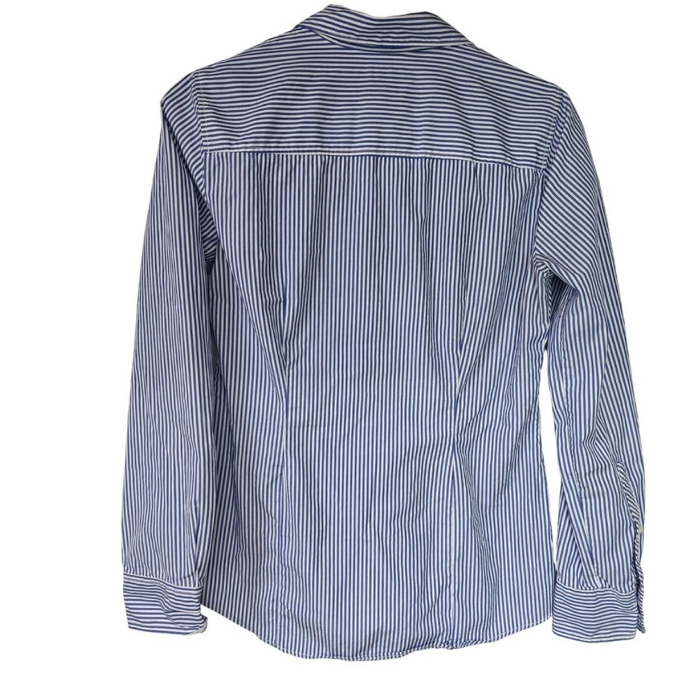 Classic Blue White Striped Women’s Button Down Shirt - Picture 3 of 6